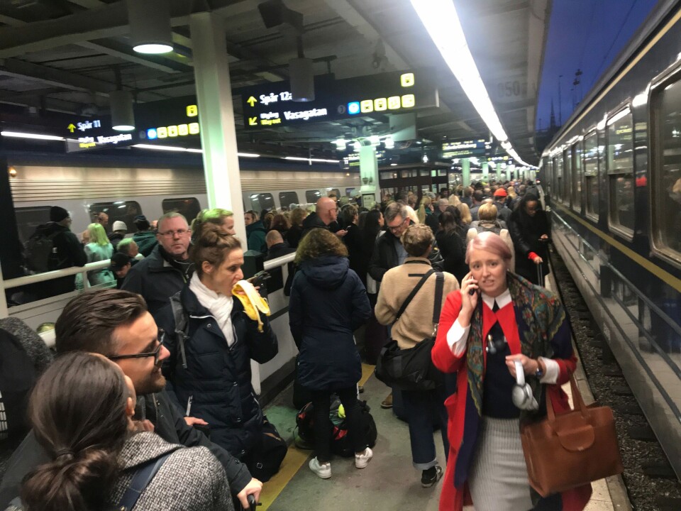 Tågkaos på Stockholms central efter förseningar på grund av signalfel. Arkivbild. Foto: Stefan Mattsson/ Aftonbladet / IBL Tågkaos på Stockholms central efter förseningar på grund av signalfel. Arkivbild. Foto: Stefan Mattsson/ Aftonbladet / IBL