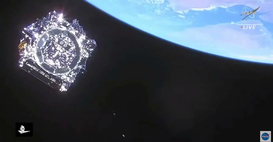 James Webb-teleskopet ses här lämna Ariane 5-raketen. Foto: Nasa/TT James Webb-teleskopet ses här lämna Ariane 5-raketen. Foto: Nasa/TT