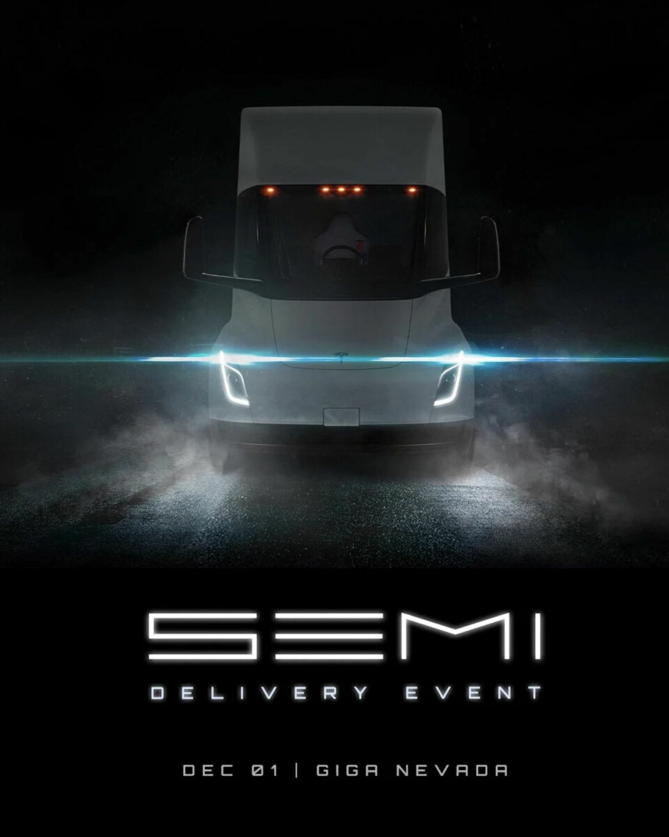 1 december är det dags för Tesla Semi. Foto: Tesla
