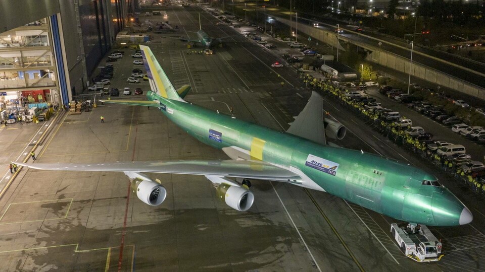 Den sista 747 som kommer att tillverkas. Pressbild från Boeing. Foto: Paul Weatherman/Boeing Den sista 747 som kommer att tillverkas. Pressbild från Boeing. Foto: Paul Weatherman/Boeing