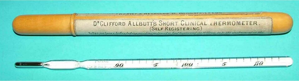 Före Thomas Clifford Allbutts cirka 15 centimeter långa kliniska febertermometer var det vanligt med termometrar som var uppemot en halvmeter långa och tog 20–30 minuter att få ett resultat av.