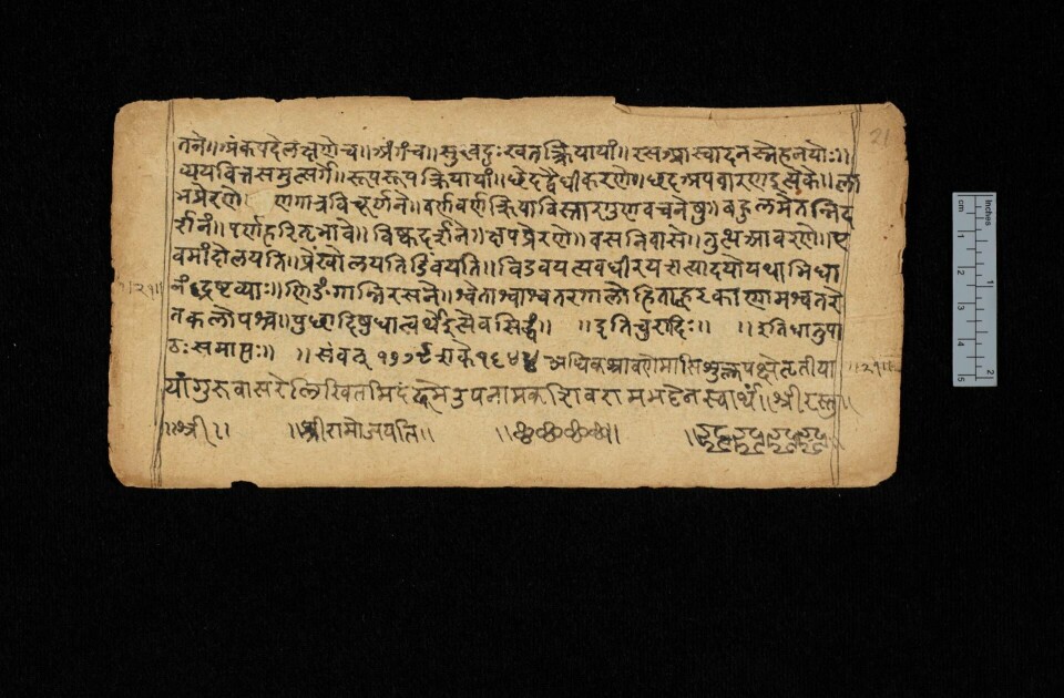 En kopia från 1700-talet av en del av Pāninis språkmaskin. Foto: Cambridge University Library En kopia från 1700-talet av en del av Pāninis språkmaskin. Foto: Cambridge University Library