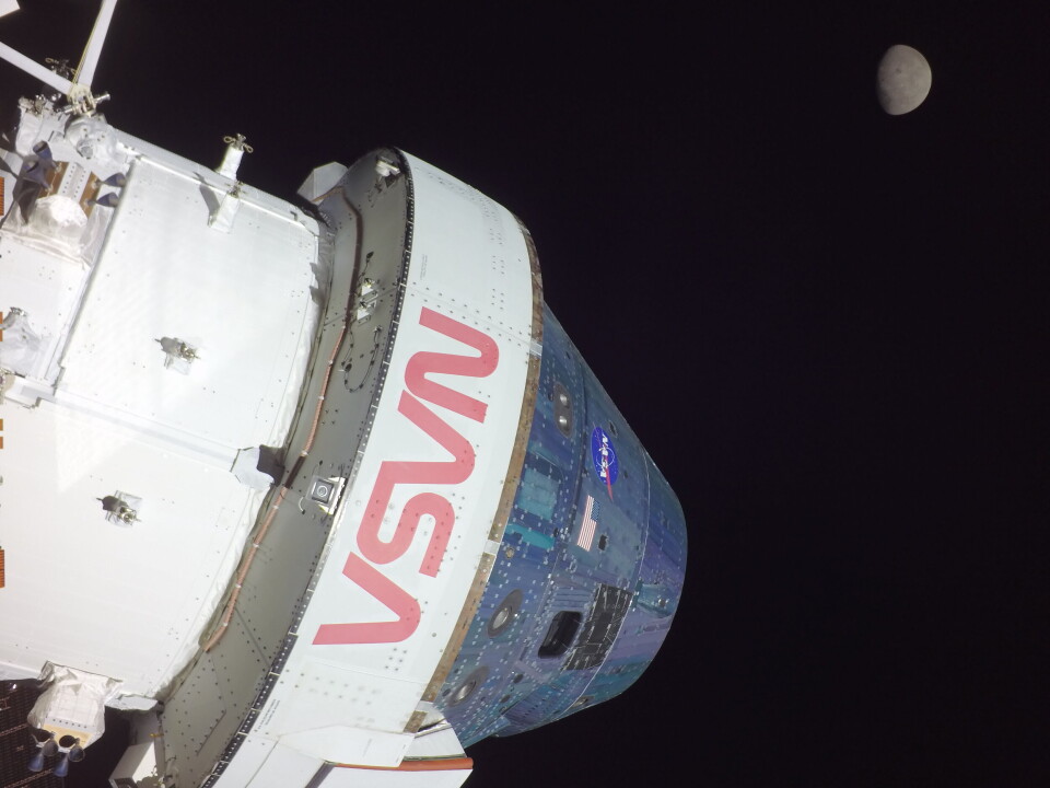 En bild av månen tagen från Orionfarkosten. Den japanska månsonden som sköts upp med Orion missade sin chans att landa på månen. Foto: NASA En bild av månen tagen från Orionfarkosten. Den japanska månsonden som sköts upp med Orion missade sin chans att landa på månen. Foto: NASA