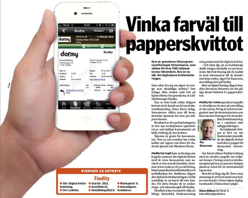 Findity: Vinka farväl till papperskvittot