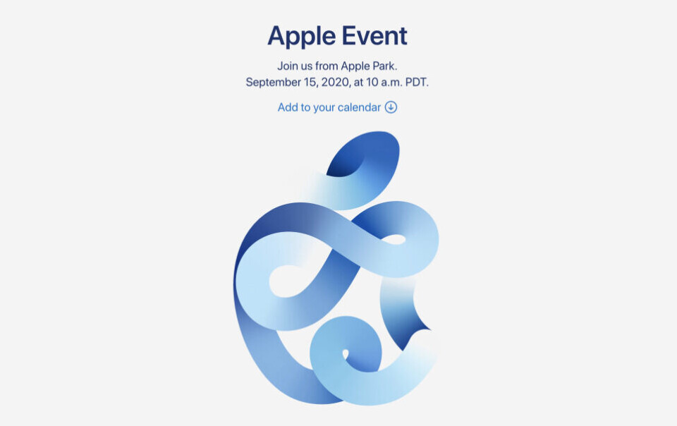 Inbjudan till Apples evenemang den 15 september 2020. Foto: Apple Inbjudan till Apples evenemang den 15 september 2020. Foto: Apple