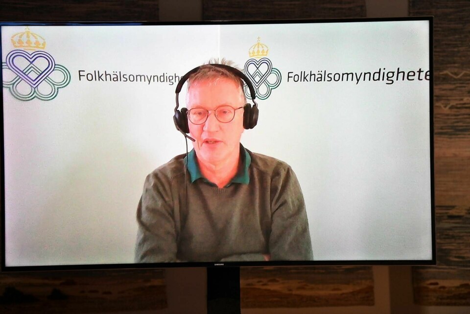 Statsepidemiolog Anders Tegnell under tisdagens myndighetsgemensamma digitala pressträff om coronaläget. Foto: Henrik Montgomery/TT