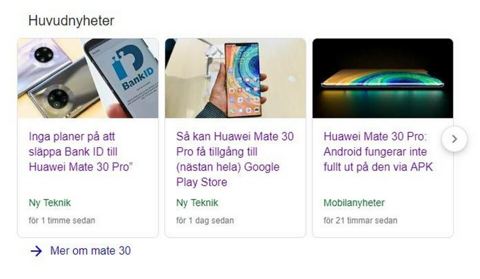 För att visa den här typen av utförliga länkar behöver Google och andra kommersiella företag enligt det nya upphovsrättsdirektivet betala en licensavgift till publikationen. Foto: Skärmdump För att visa den här typen av utförliga länkar behöver Google och andra kommersiella företag enligt det nya upphovsrättsdirektivet betala en licensavgift till publikationen. Foto: Skärmdump