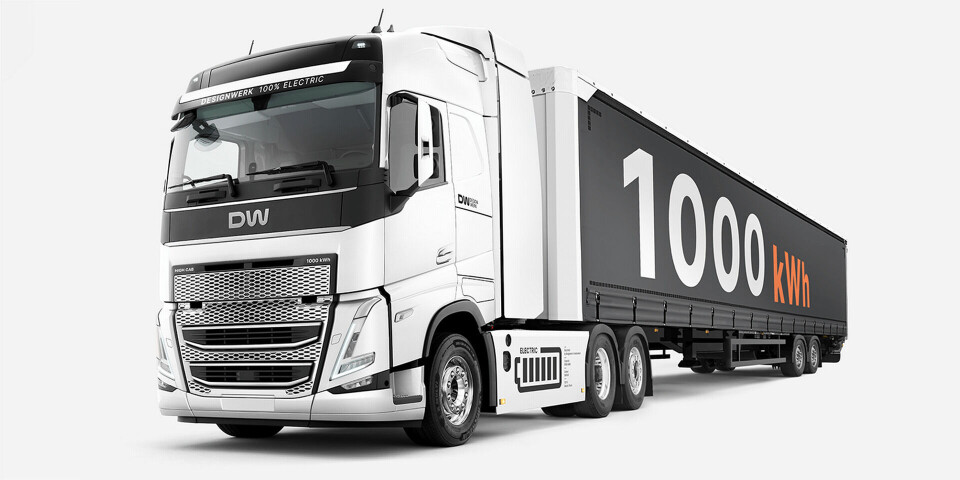 Designwerk har nu lanserat en ellastbil med ett batteri om 1 MWh. Foto: Designwerk Designwerk har nu lanserat en ellastbil med ett batteri om 1 MWh. Foto: Designwerk