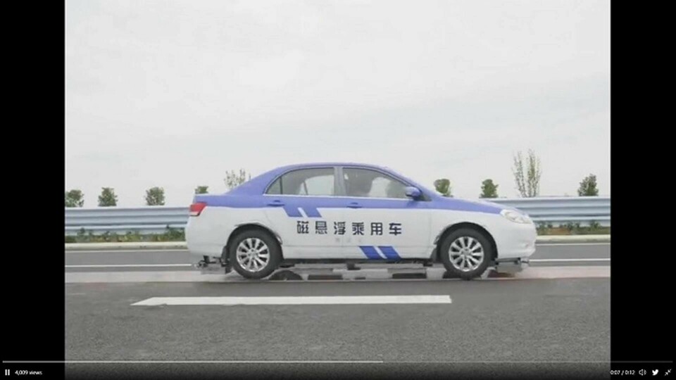 Kina testar maglevtekniken på personbilar. Foto: QinduoXu/Twitter