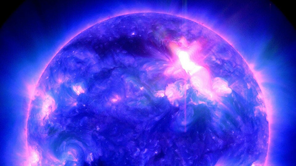 Bild från en väldigt kraftfull solstorm. Foto: Nasa Bild från en väldigt kraftfull solstorm. Foto: Nasa