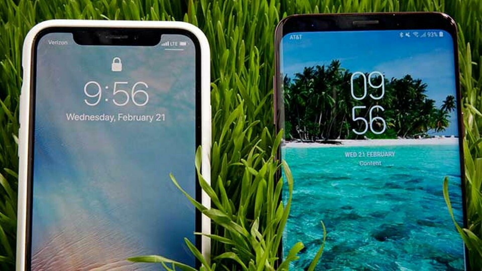 En Iphone X och en Samsung Galaxy S9+. Foto: TT