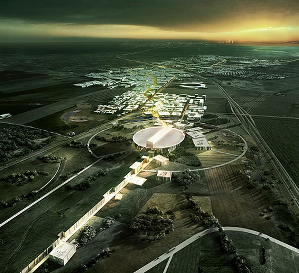 Danska firman Henning Larsen Architects valdes ut för att utforma den kommande ESS-anläggningen i Lund. Foto: ESS/Henning Larsen Architects Danska firman Henning Larsen Architects valdes ut för att utforma den kommande ESS-anläggningen i Lund. Foto: ESS/Henning Larsen Architects