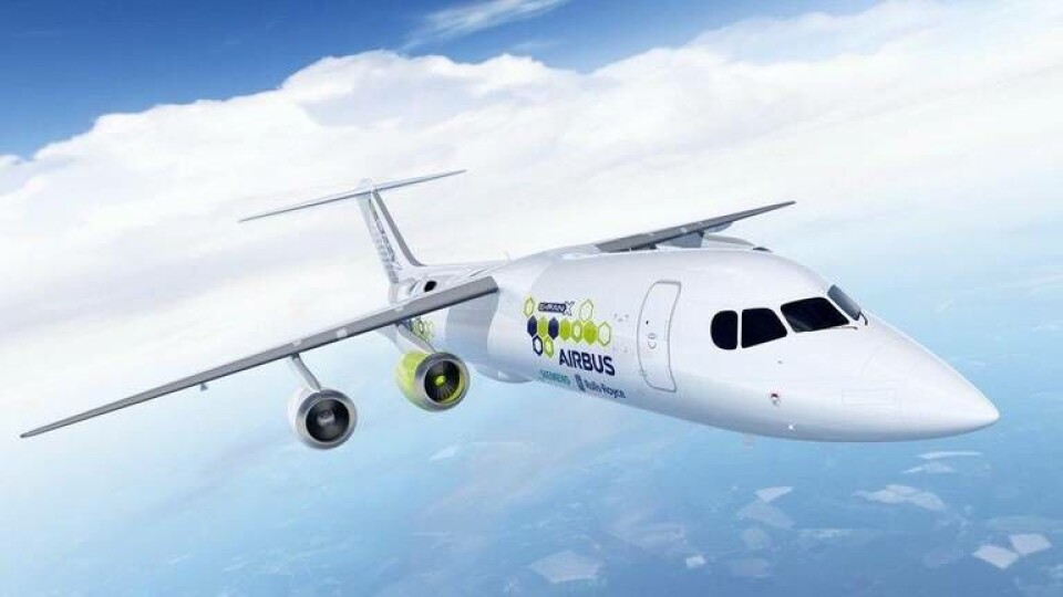 Så här kan det hybridelektriska planet se ut vid flygning år 2020. Så här kan det hybridelektriska planet se ut vid flygning år 2020.