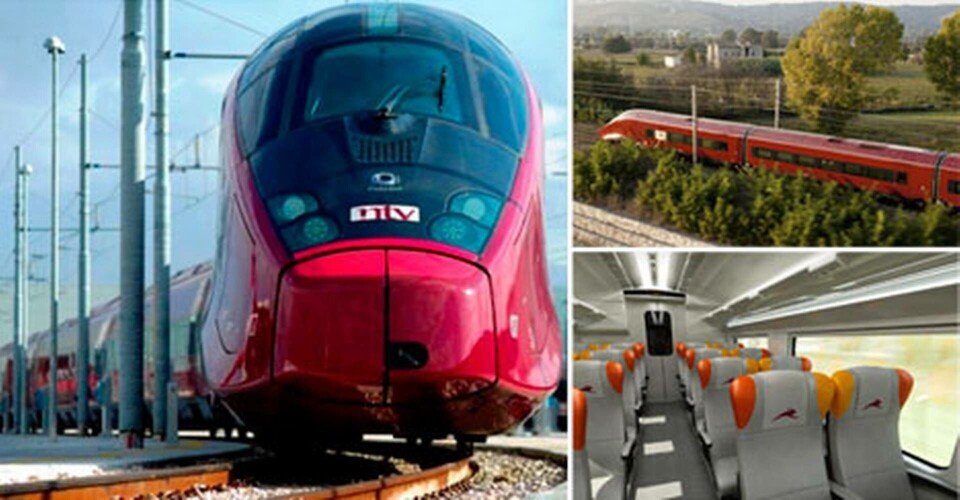 25 exemplar av det ferrariröda tåget ska trafikera italiens järnvägsnät innan årets slut. Foto: NTV 25 exemplar av det ferrariröda tåget ska trafikera italiens järnvägsnät innan årets slut. Foto: NTV