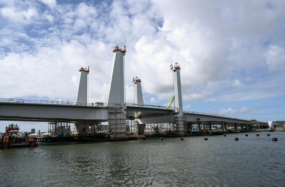 Bygget av nya Hisingsbron i centrala Göteborg. Foto: Björn Larsson Rosvall/TT