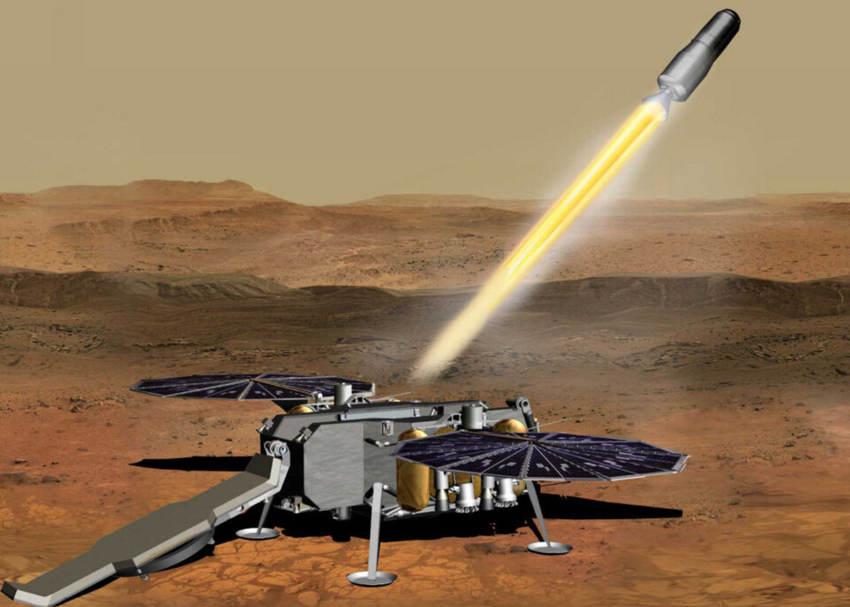 Proverna ska placeras i tvåstegsraketen MAV, som blir drygt tre meter lång och ska väga under 500 kg. Foto: Nasa Proverna ska placeras i tvåstegsraketen MAV, som blir drygt tre meter lång och ska väga under 500 kg. Foto: Nasa