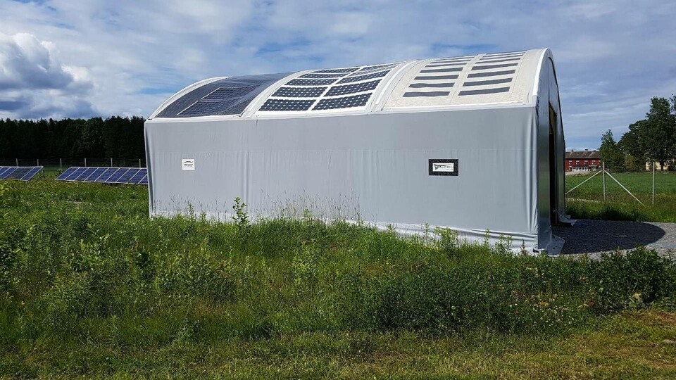 Tältduken med integrerade solceller. Foto: Midsummer Tältduken med integrerade solceller. Foto: Midsummer