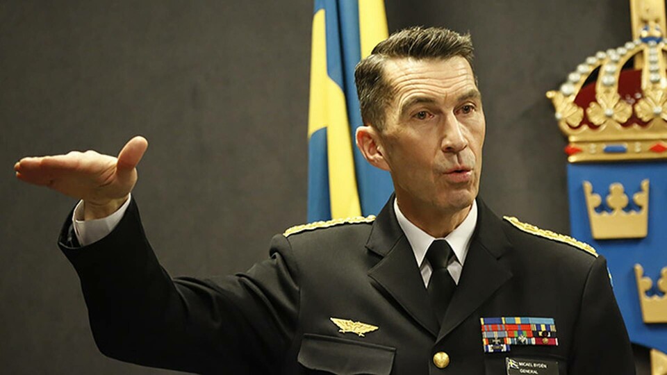Överbefälhavare Micael Bydén under pressträffen där Försvarsmakten presenterade budgetunderlag för 2019. Foto: Christine Olsson / TT Överbefälhavare Micael Bydén under pressträffen där Försvarsmakten presenterade budgetunderlag för 2019. Foto: Christine Olsson / TT