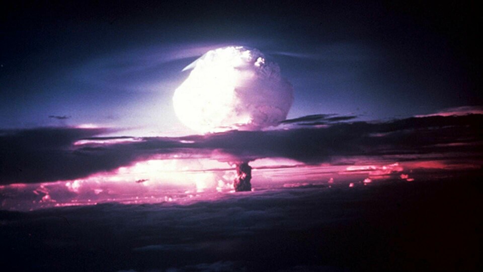 Ivy Mike, amerikansk provsprängning av världens första vätebomb 1 november 1952. Foto: TT