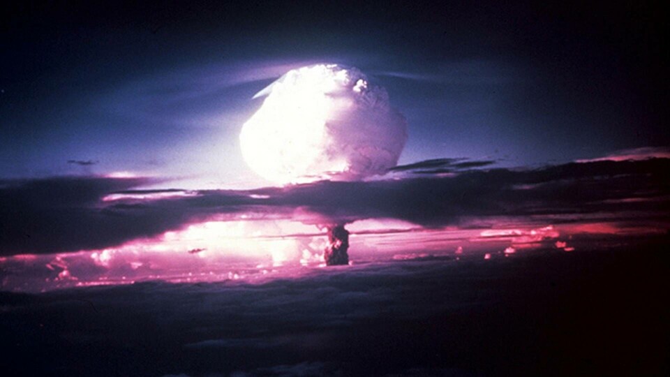 Ivy Mike, amerikansk provsprängning av världens första vätebomb 1 november 1952. Foto: TT Ivy Mike, amerikansk provsprängning av världens första vätebomb 1 november 1952. Foto: TT