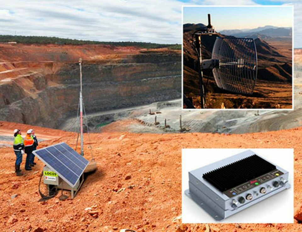 Sändare på marken med gps-liknande utrustning skickar signaler till fordonsmonterade mottagare vid en gruvanläggning i Australien. Foto: Locata