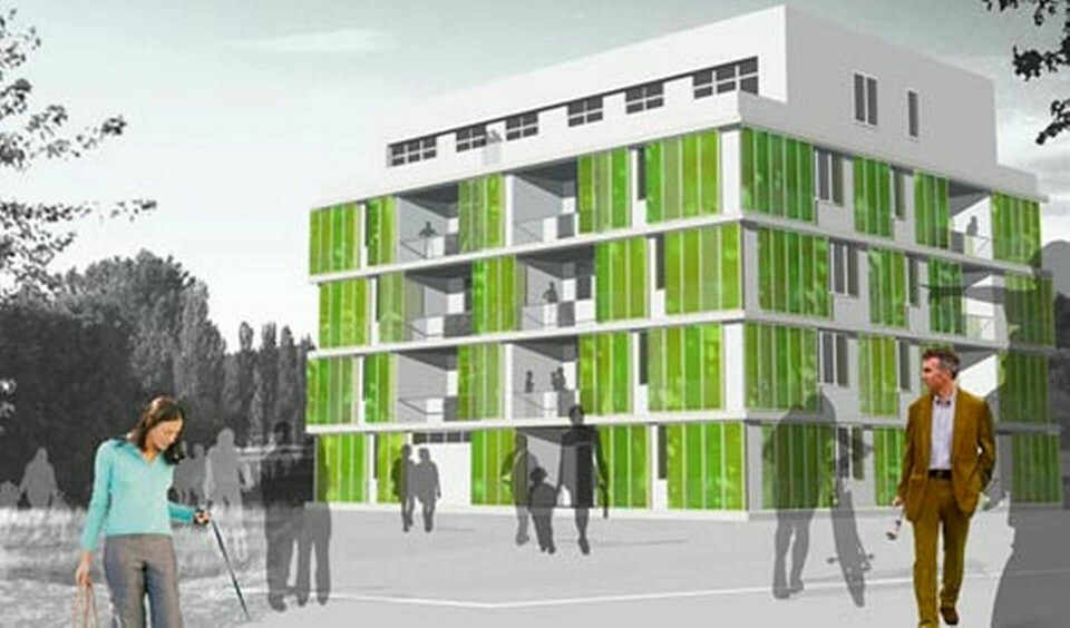 Så här har arkitekten tänkt sig alghuset i Hamburg.