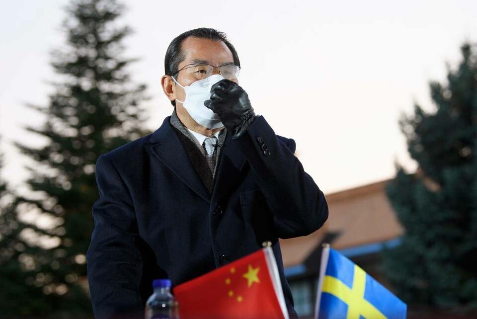 Kinas ambassadör Gui Congyou säger att det svenska 5G-beslutet kommer att få negativa konsekvenser för telekombolaget Ericssons verksamhet i Kina. Foto: Henrik Montgomery/TT Kinas ambassadör Gui Congyou säger att det svenska 5G-beslutet kommer att få negativa konsekvenser för telekombolaget Ericssons verksamhet i Kina. Foto: Henrik Montgomery/TT