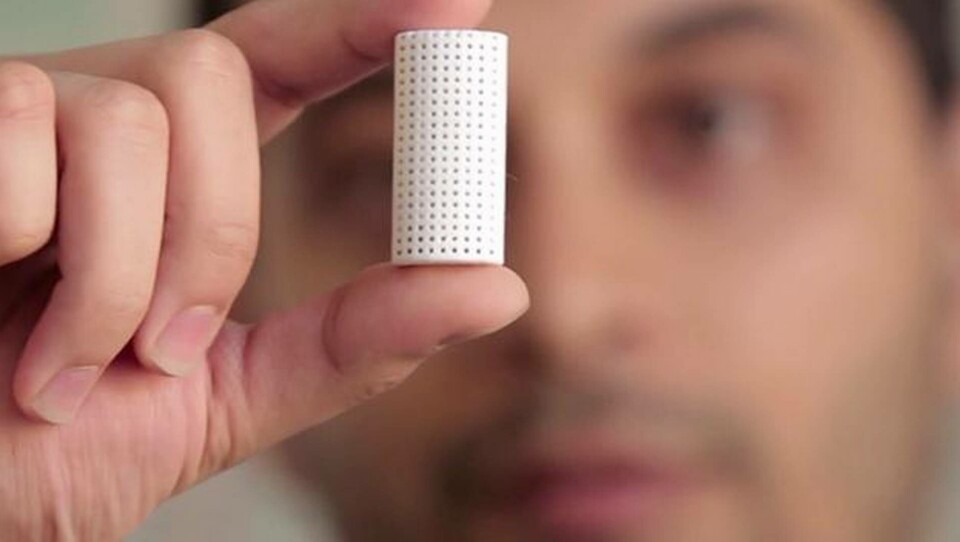 Det nya materialet CO2NCRETE som kan ersätta cement består av kalk och koldioxid. Foto: UCLA Det nya materialet CO2NCRETE som kan ersätta cement består av kalk och koldioxid. Foto: UCLA