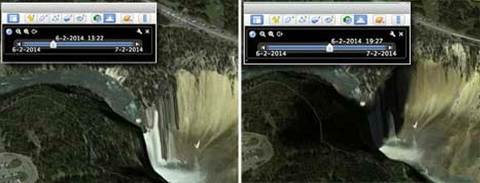 Med solverktyget i Google Earth kunde fotografen i förväg veta vilket klockslag solskuggan skulle falla över vattenfallet han ville fotografera. Foto: Ben Willmore Med solverktyget i Google Earth kunde fotografen i förväg veta vilket klockslag solskuggan skulle falla över vattenfallet han ville fotografera. Foto: Ben Willmore