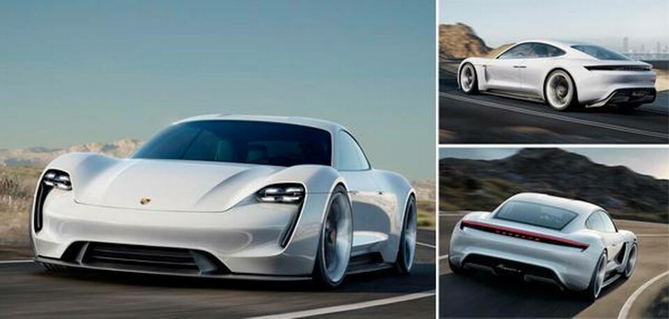 Porsche Mission E har en motoreffekt på 500 hästkrafter som ger en acceleration från 0 till 100 km/h på 3,5 sekunder. Foto: Porsche Porsche Mission E har en motoreffekt på 500 hästkrafter som ger en acceleration från 0 till 100 km/h på 3,5 sekunder. Foto: Porsche