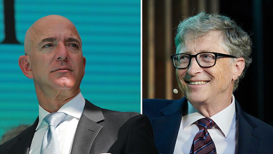 Jeff Bezos och Bill Gates. Foto: TT Jeff Bezos och Bill Gates. Foto: TT
