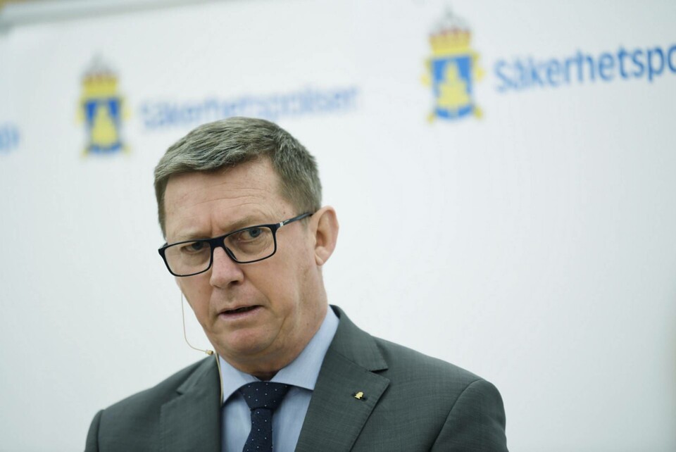 Säkerhetspolisens chef Klas Friberg vill att myndigheten ska kunna få läsa krypterade chattar. Foto: Pontus Lundahl/TT Säkerhetspolisens chef Klas Friberg vill att myndigheten ska kunna få läsa krypterade chattar. Foto: Pontus Lundahl/TT