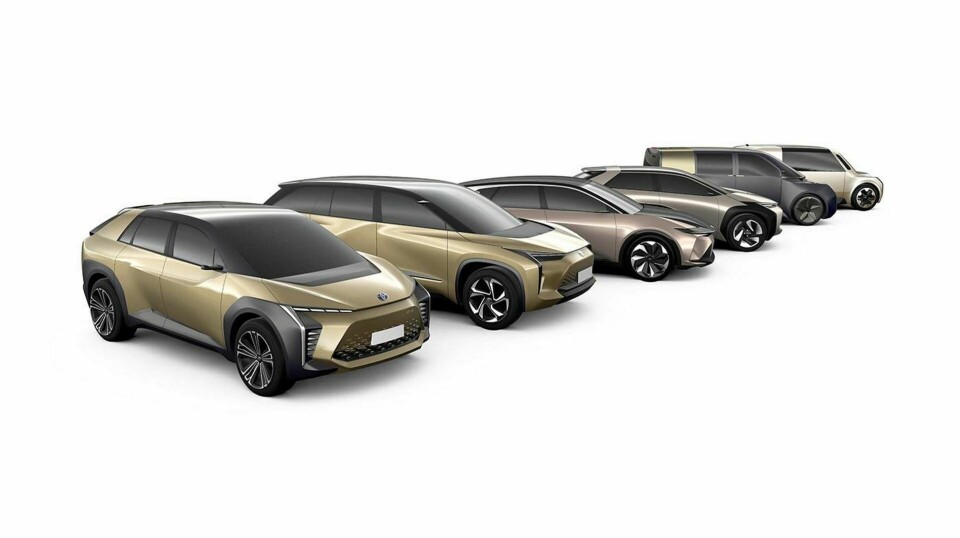 Konceptskiss av framtida elbilsmodeller från Toyota. Foto: Toyota