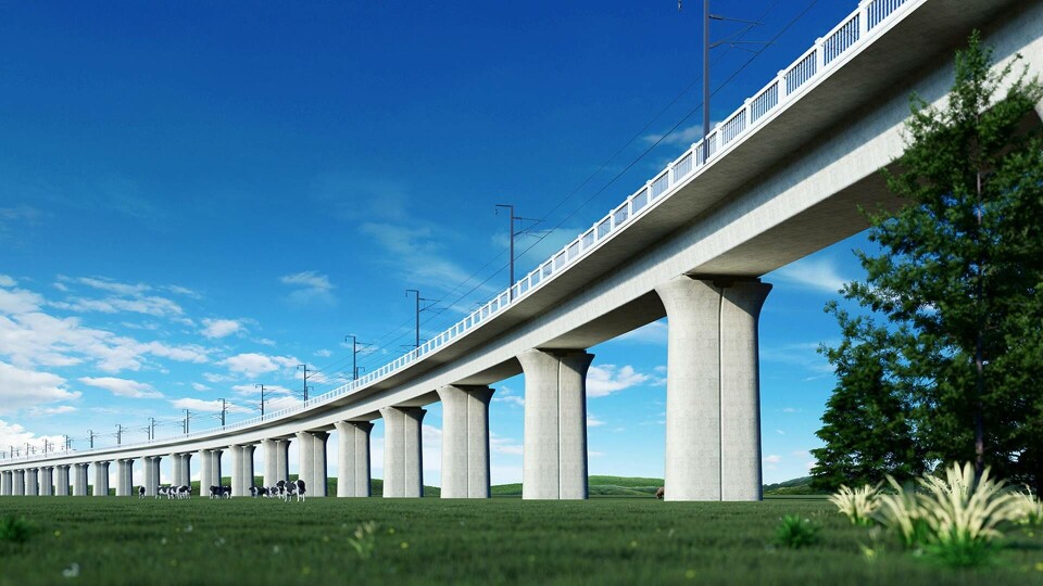 Så här ska den svenska höghastighetsbanan se ut, om Skanska får bestämma. Foto: Skanska Så här ska den svenska höghastighetsbanan se ut, om Skanska får bestämma. Foto: Skanska