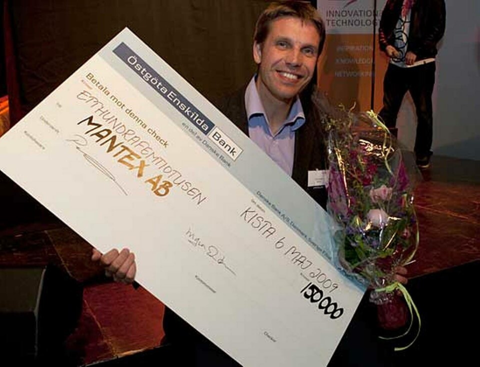 Mantex vd Erik Odén tar emot priset. (Foto Michael Folmer) Mantex vd Erik Odén tar emot priset. (Foto Michael Folmer)