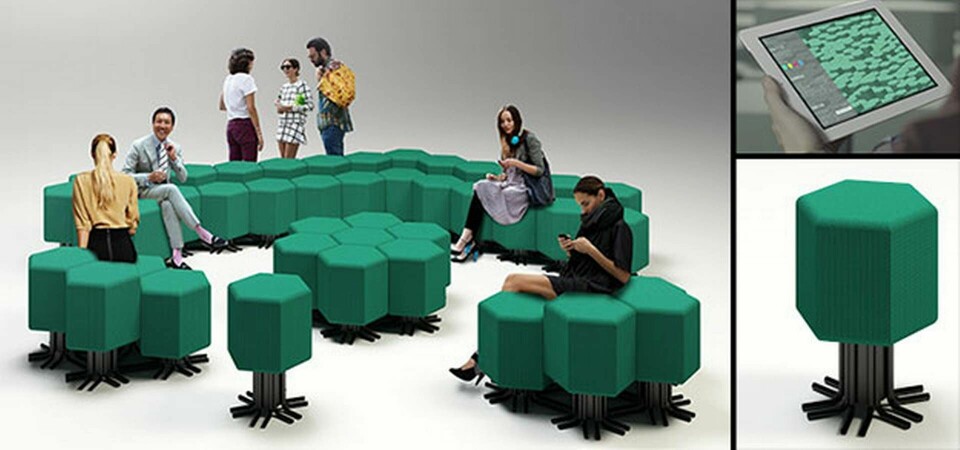 Med en mobilapp eller handrörelser kan möbelmodulerna sänkas och höjas för att forma olika typer av möbler. Foto: Lift-Bits