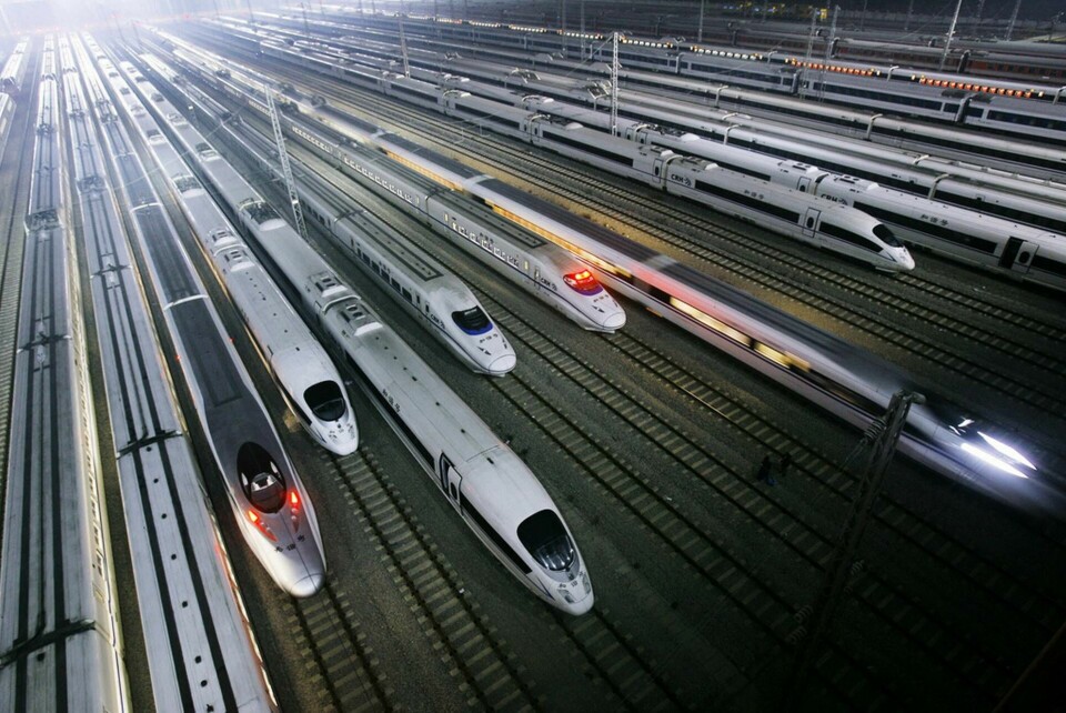 Kinesiska höghastighetståg i Wuhan, Kina. Arkivbild. Foto: TT