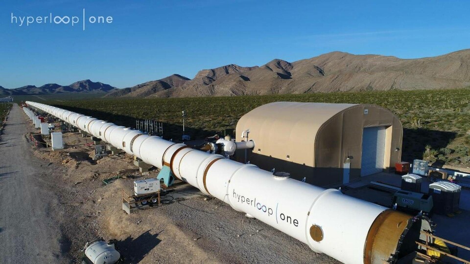 Testbana av Hyperloop One. Foto: Hyperloop one Testbana av Hyperloop One. Foto: Hyperloop one