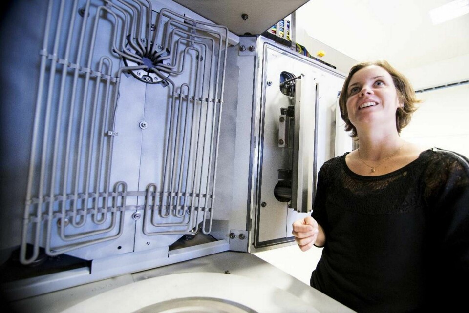 Carina Höglund, vid ESS och Linköpings universitet, har utvecklat en ny process som gör att tunna filmer av borkarbid kan ersätta den sällsynta och dyra gasen helium-3 i neutrondetektorer. Foto: Anna Nilsen