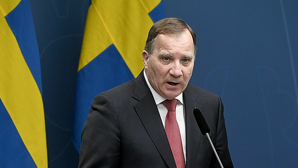 Statsminister Stefan Löfven (S) håller en pressträff i Rosenbad. Foto: TT