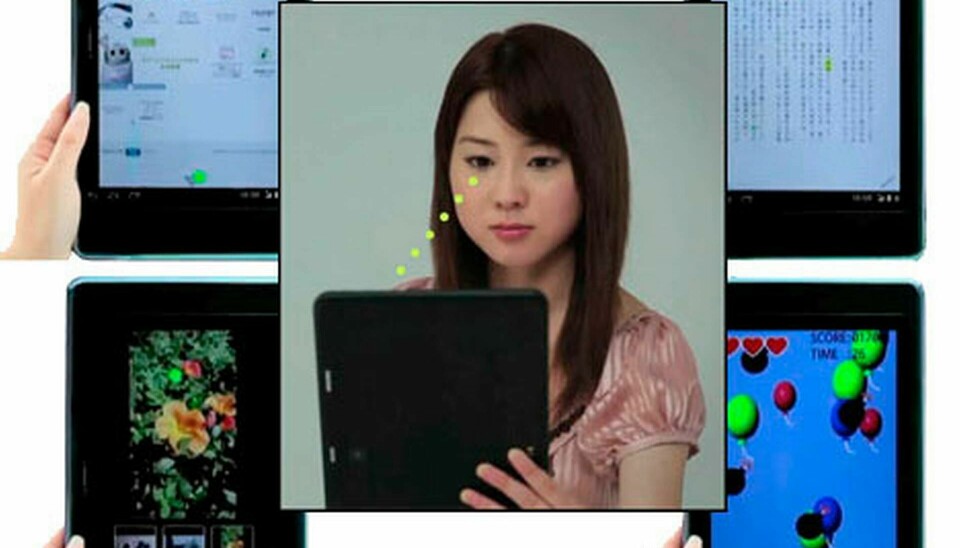 I en video visas hur ögonen kan styra webbsidor, bläddra fram texter och välja bilder på en pekdator Foto: NTT Docomo
