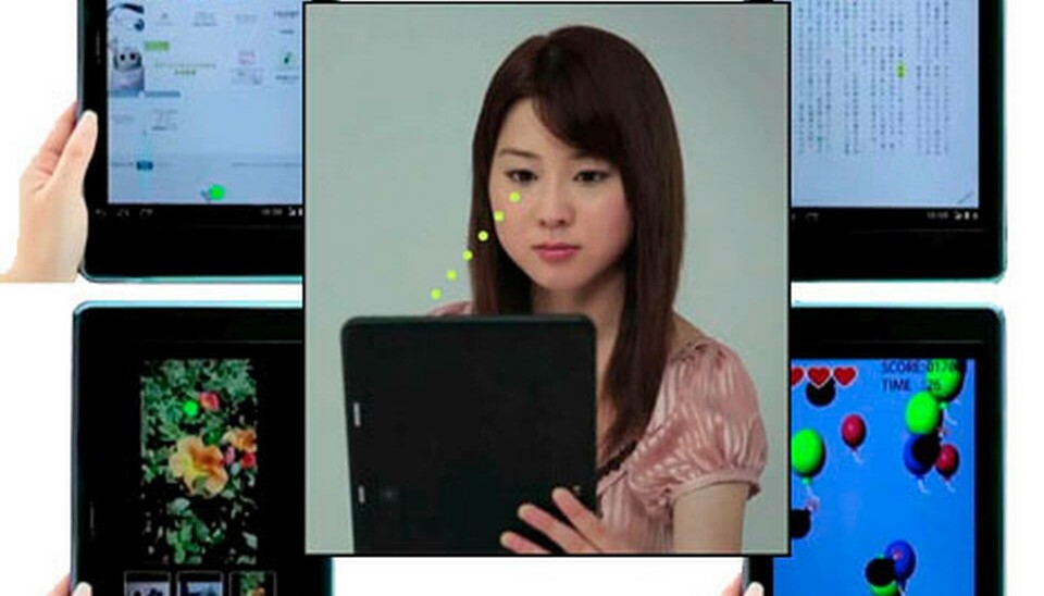I en video visas hur ögonen kan styra webbsidor, bläddra fram texter och välja bilder på en pekdator Foto: NTT Docomo I en video visas hur ögonen kan styra webbsidor, bläddra fram texter och välja bilder på en pekdator Foto: NTT Docomo