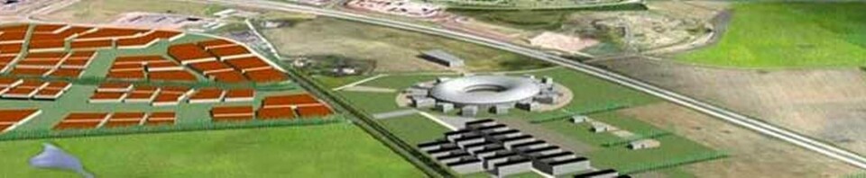 Den planerade synkrotronljuskällan i Lund ska bli 160 meter i omkrets, och vara klar tidigast om fem år. Illustration: Max-lab Den planerade synkrotronljuskällan i Lund ska bli 160 meter i omkrets, och vara klar tidigast om fem år. Illustration: Max-lab