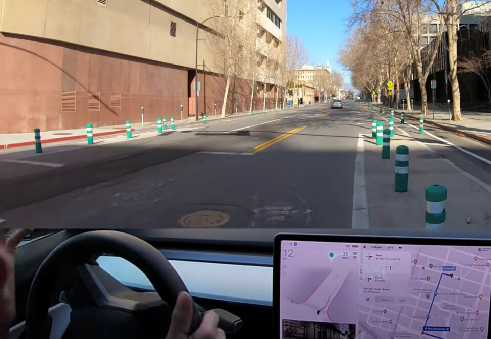 Teslas Full Self-Driving Beta gjorde en rad misstag under körningen i San Joses centrum. Foto: AI Addict/Youtube Teslas Full Self-Driving Beta gjorde en rad misstag under körningen i San Joses centrum. Foto: AI Addict/Youtube