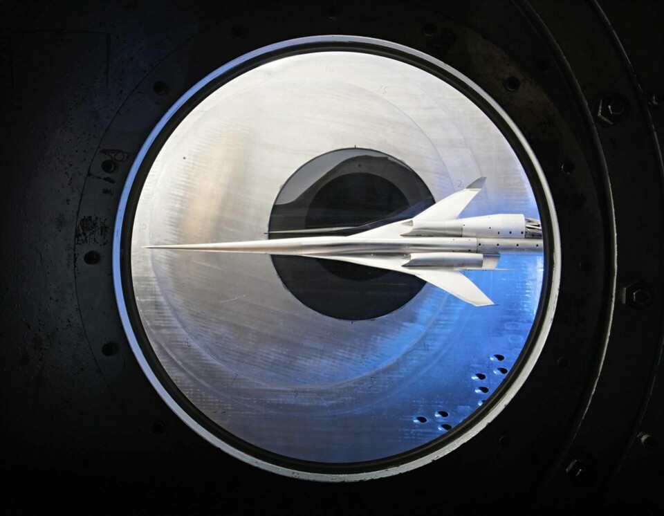 Modell av ett supersoniskt Boeingplan i en vindtunnel hos Nasas Glenn Research Center. Kinas nya vindtunnel är ännu hemlig och några bilder på den finns förstås inte. Foto: Science Photo Library/TT