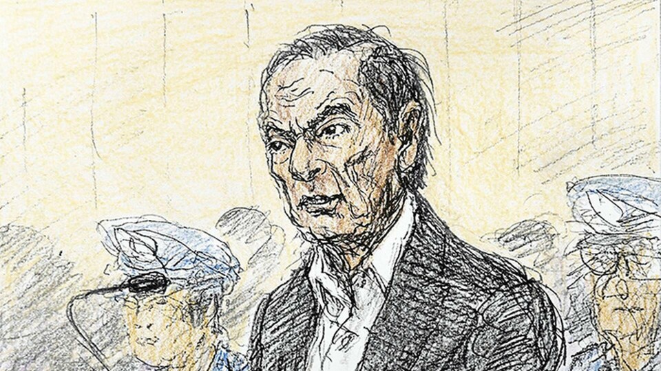 Tecknad bild på Carlos Ghosn i rätten. Foto: Nobutoshi Katsuyama Tecknad bild på Carlos Ghosn i rätten. Foto: Nobutoshi Katsuyama
