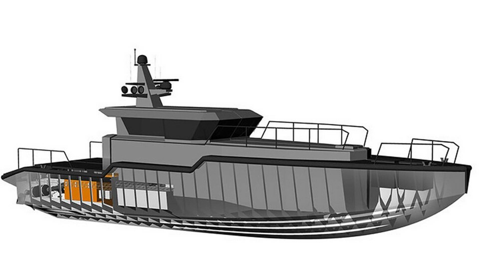 Så här ska fartyget ”Projekt P16 Prototyp” se ut. Foto: Swedish steel yachts Så här ska fartyget ”Projekt P16 Prototyp” se ut. Foto: Swedish steel yachts