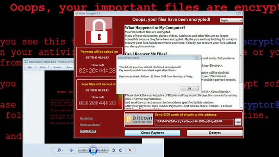 Skärmdump från dator drabbad av Wannacry-viruset Foto: IBL/Polaris Images