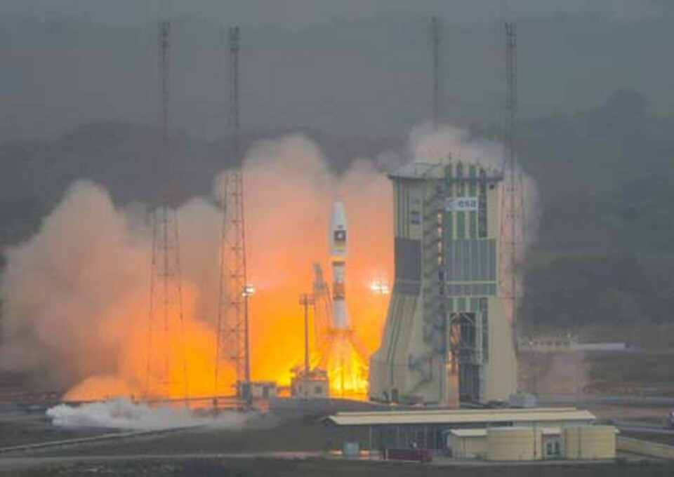 Soyuz startar i Kourou 21 oktober 2011. Foto: ESA Soyuz startar i Kourou 21 oktober 2011. Foto: ESA