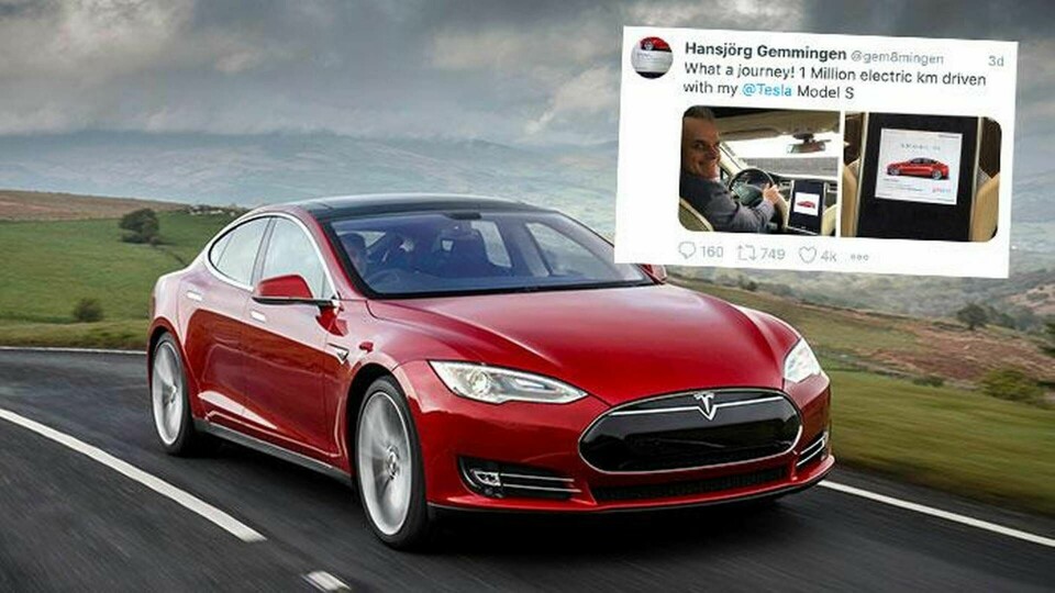 1 miljon kilometer har Hansjürgen von Gemmingen-Hornberg rullat med sin Tesla Model S. Obs inte rekord-Teslan på bilden. Foto: Tesla/Splash